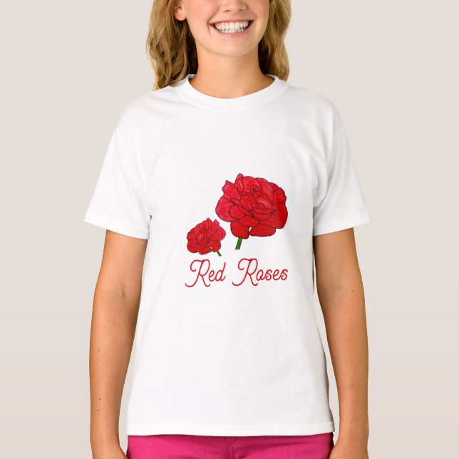 Röda rosor t shirt (Framsida)
