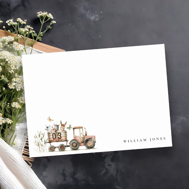 Röda Rost Gård Djur Traktor Barn Födelsedag Anteckningskort (Skapare uppladdad)