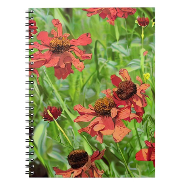 RÖDA RUDBECKIA BLOMMOR ANTECKNINGSBOK (Framsidan)