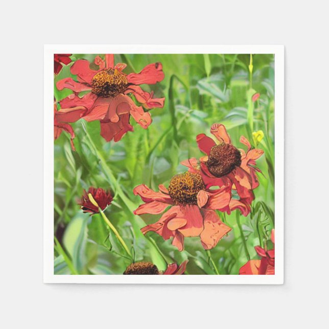 RÖDA RUDBECKIA BLOMMOR PAPPERSSERVETT (Framsidan)