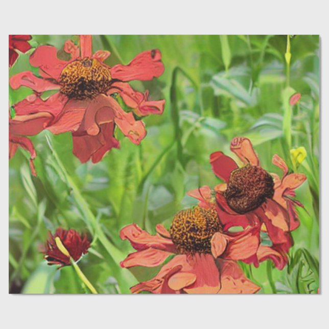 RÖDA RUDBECKIA BLOMMOR PRESENTPAPPER (Platt)