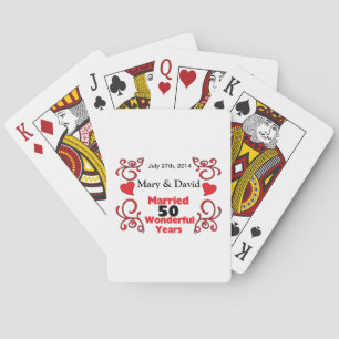 Röda rulla- & hjärtanamn & daterar 50 år årsdag casinokort