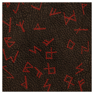Röda Runic brev på mörkt (simulerat) läder Tyg