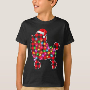 Röda rutmönstrade Buffalo Odle Hund julbelysning P T Shirt