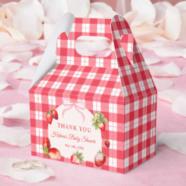 Röda rutyx jordgubbar baby shower tack presentaskar