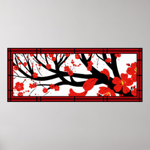 Röda Sakura Poster