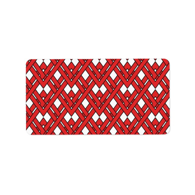 Röda sammankopplade romber Geometriska sicksacklin Adressetikett (Framsidan)