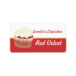 Röda sammetmuffinetiketter adressetikett
