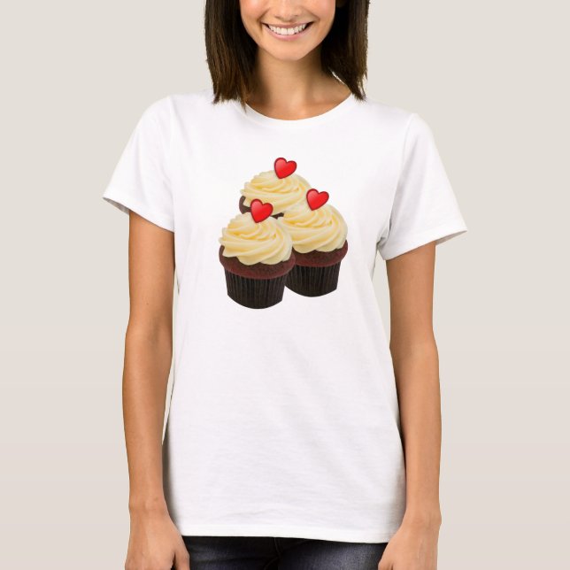 Röda sammetscupcakes t-shirt (Framsida)