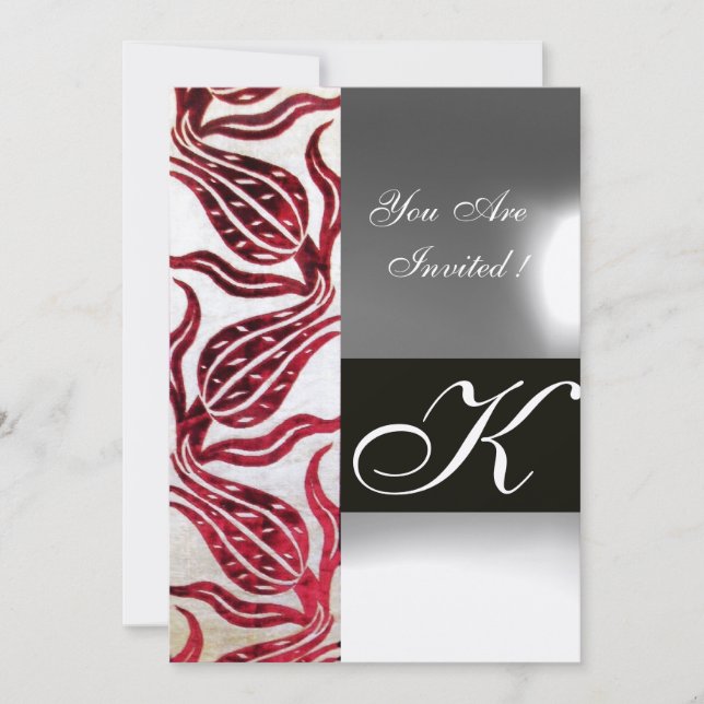 RÖDA SAMMETSTULPAN MONOGRAM Burgundy Guld Inbjudningar (Framsida)