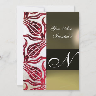 RÖDA SAMMETSTULPAN MONOGRAM Burgundy Guld Inbjudningar