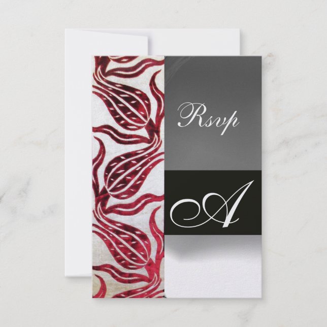 RÖDA SAMMETSTULPANER MONOGRAM Burgunder Vit Isglas OSA Kort (Framsida)
