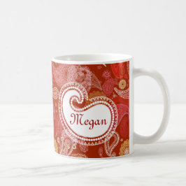 Röda scharlakansröda paisley kaffemugg