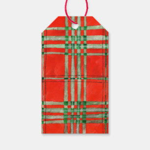 RÖDA SCOTT TARTAN presentkortsetiketter Presentetikett