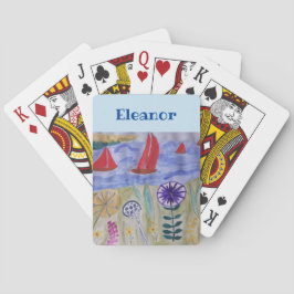 Röda segel & blommor casinokort