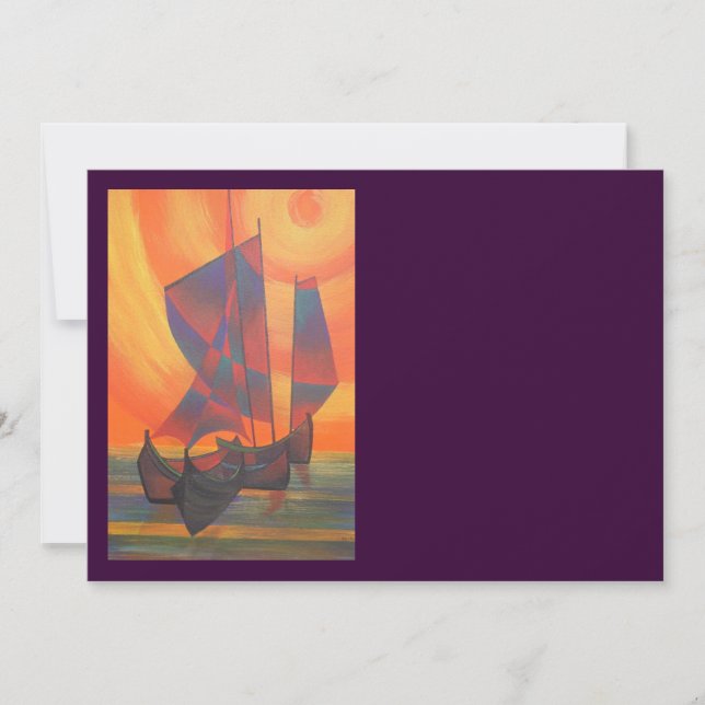 Röda segel i den Sunset Cubist-skräppost-Abstrakte (Framsida)