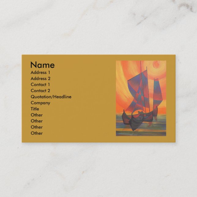 Röda segel i den Sunset Cubist-skräppost-Abstrakte Visitkort (Framsida)