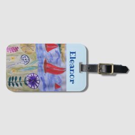 Röda segel och blommor bagagebricka