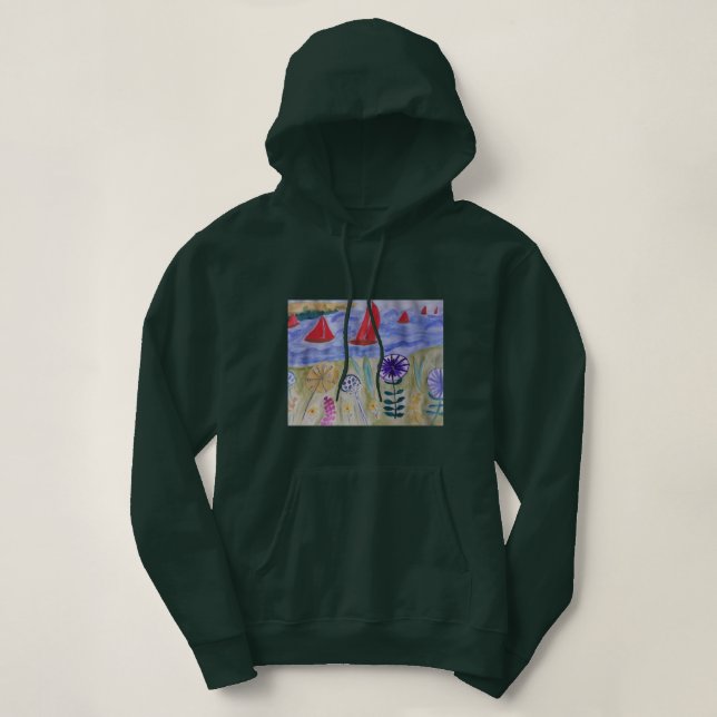 Röda segel och blommor t shirt (Design framsida)