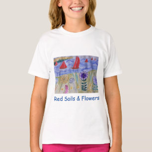 Röda segel och blommor t shirt