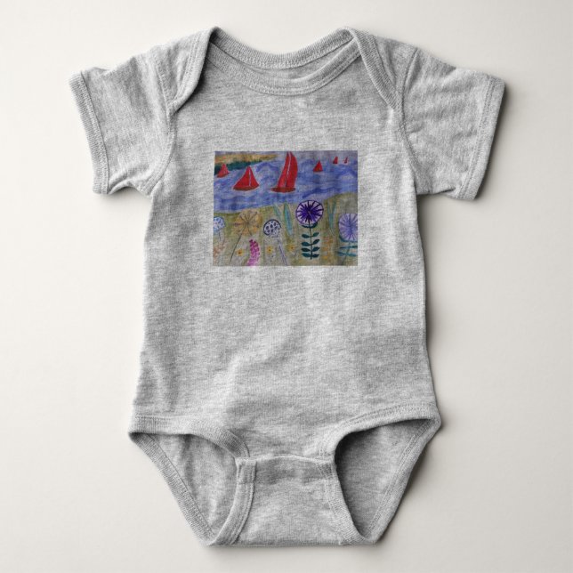 Röda segel och blommor t shirt (Framsida)