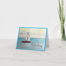 Röda segelbåten - Sail Away! Tomt gratulationskort