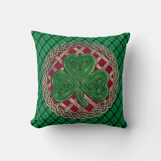 Röda Shamrock Celtic Knots på Grönt Play Kudde (Framsida)