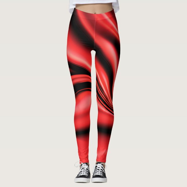Röda siden satin lyxiga leggings (Framsida)