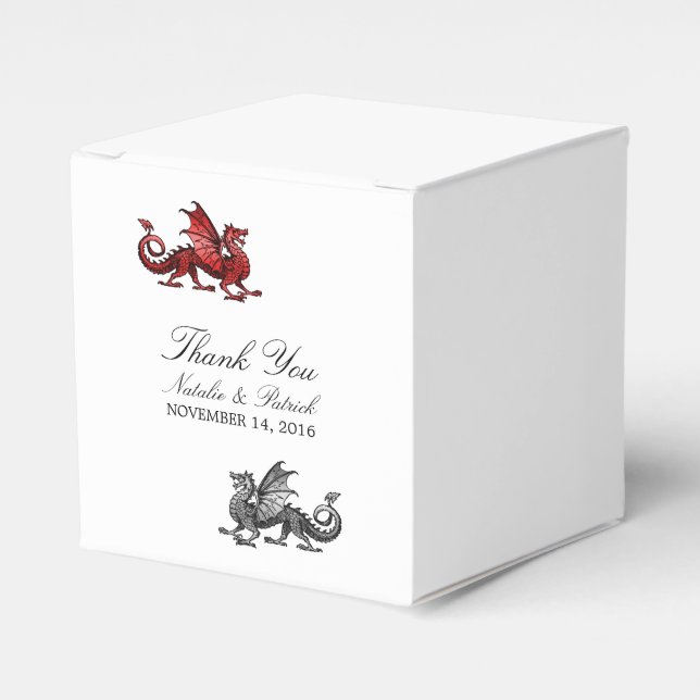 Röda Silver drakons favoritboxar Presentaskar (Framsidan Sidan)