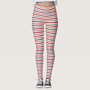 Röda Silver och vita julen Rand Leggings