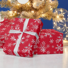 Röda Silver Snöflingor Jul Presentpapper