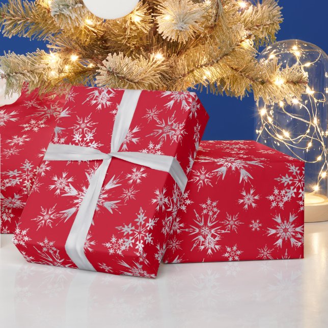 Röda Silver Snöflingor Jul  Presentpapper (Helgdagar)