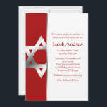 Röda Silver Stjärna av David Bar Mitzvah-inbjudnin Inbjudningar<br><div class="desc">Moderna röda och falska silverfolie Bar Mitzvah-inbjudningar.</div>