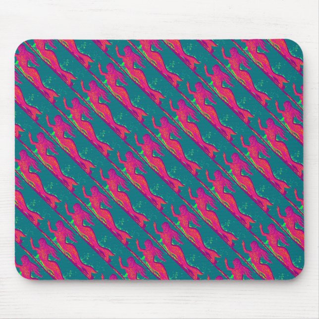 röda sjöjungfruar som simmar mousepad musmatta (Framsidan)