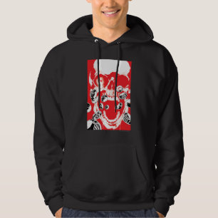 Röda skalle och ringar - sweatshirt med luva