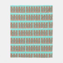 Röda skidor på blå bakgrund fleecefilt