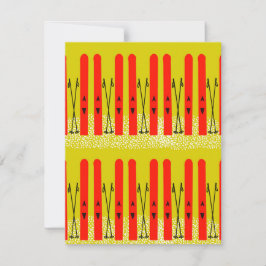 Röda skidor på gul kort