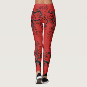 Röda skinn med Träd design - Välj Färg Leggings