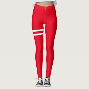 Röda skinn med vit Linjer Leggings