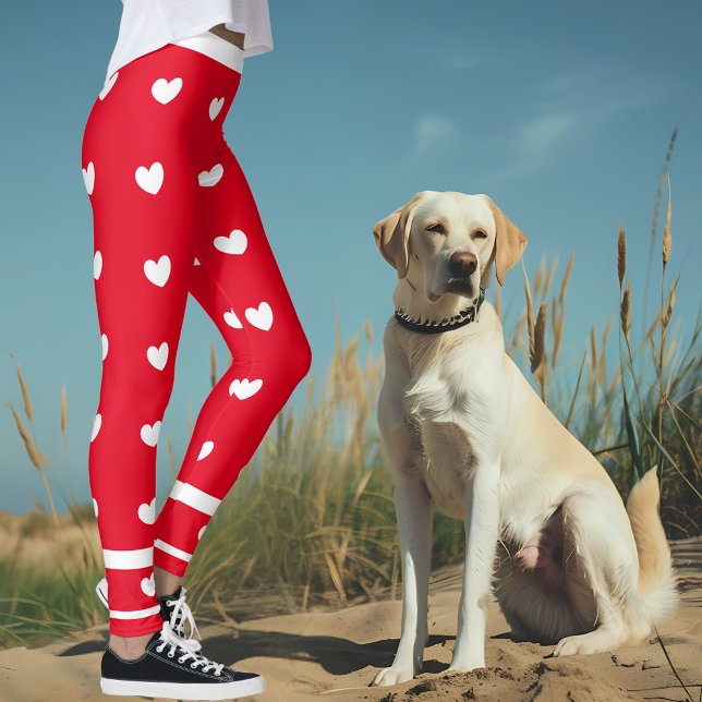 Röda skinn med vita örter och Rand Leggings (Skapare uppladdad)