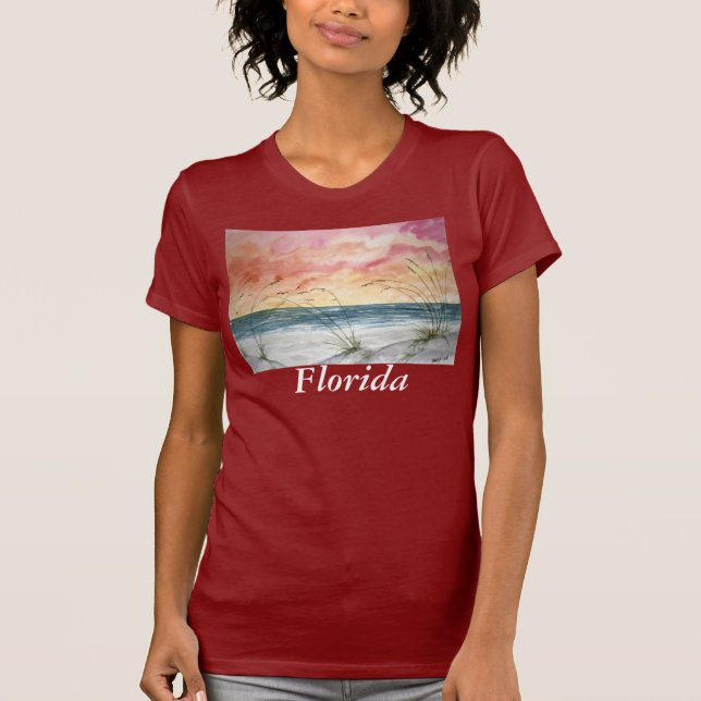 röda skjortadamer för strand t, Florida T Shirt (Framsida)