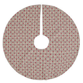 Röda skogs rader på varm beige rutnät julgransmatta borstad polyester