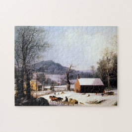 Röda skolhuset vinter George Henry Durrie 1858 Pussel