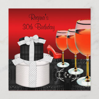 Röda skor Hi Heels vinglas present för 30-årsdag Inbjudningar