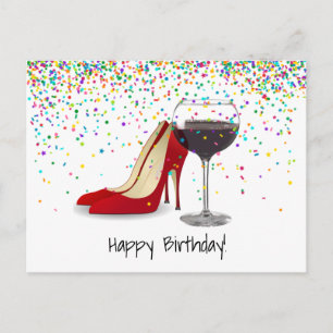 Röda skor och röda Vin Vykort