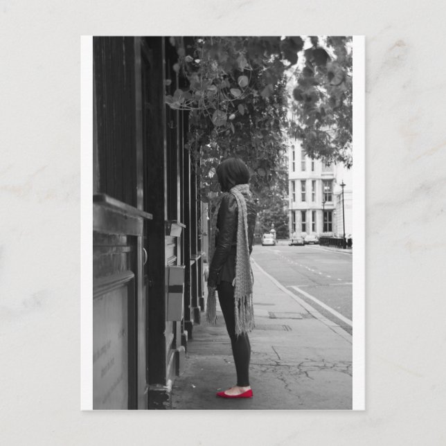 Röda skor vykort (Framsida)