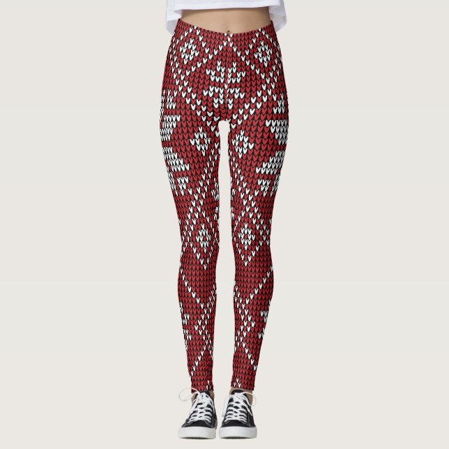 Röda snöflingor leggings (Framsida)