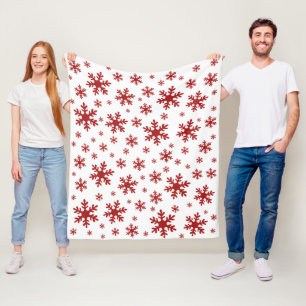 Röda Snöflingor Snö Vinterjulens Helgdagar Fleecefilt