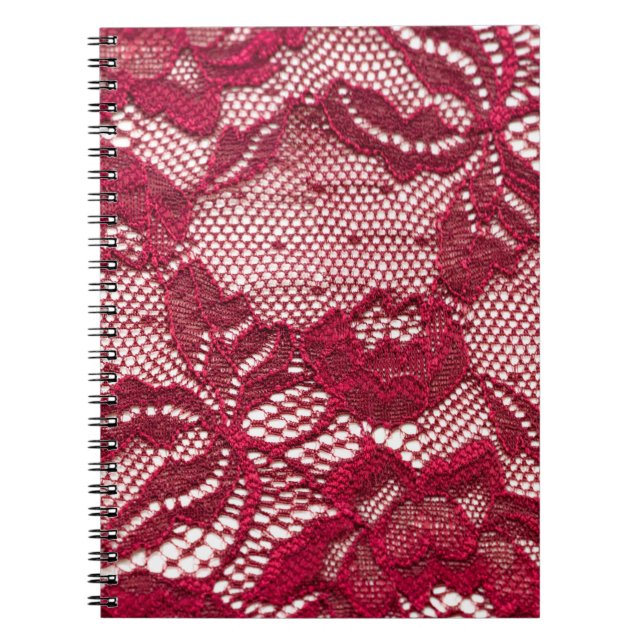 Röda snöre: elastisk jacwardtextil. anteckningsbok (Framsidan)