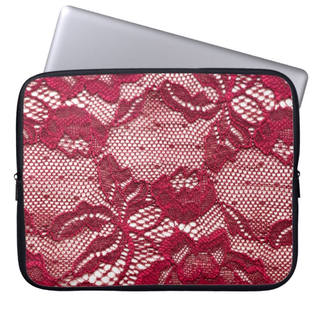 Röda snöre: elastisk jacwardtextil. laptop fodral (Framsidan)